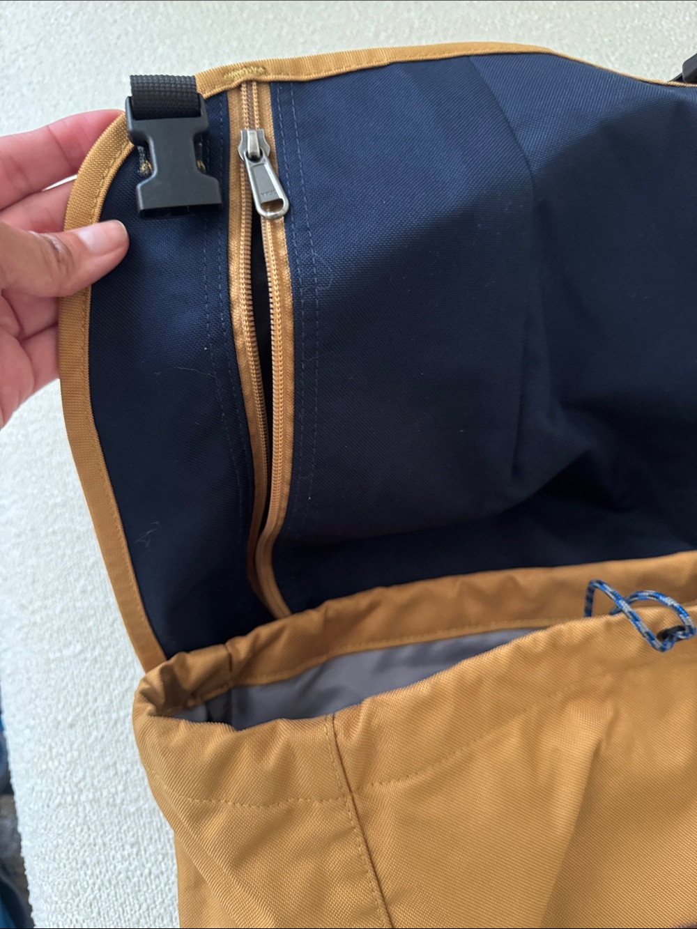 Patagonia Mustard Brown and Navy Roll-Top Pack - Picture 3 of 8